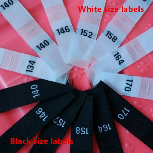 White Black Polyester Woven Cloth Number Size Label Baby Clothes 134