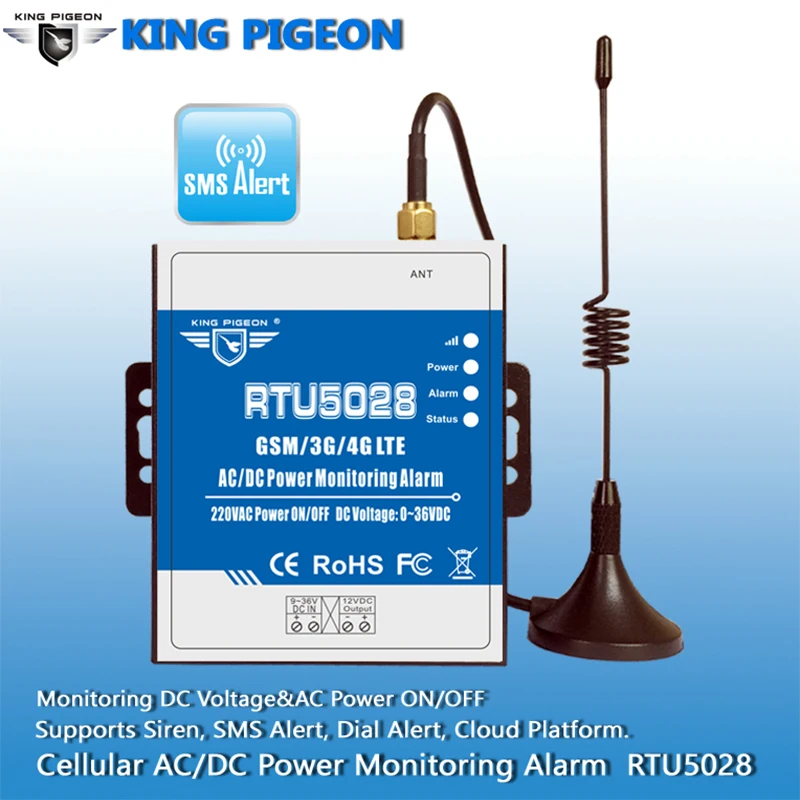 RTU5028 AC/DC Power Voltage Status Monitoring Power Failure/Recover Alarm via GSM 3G 4G Network Supports Siren Sound