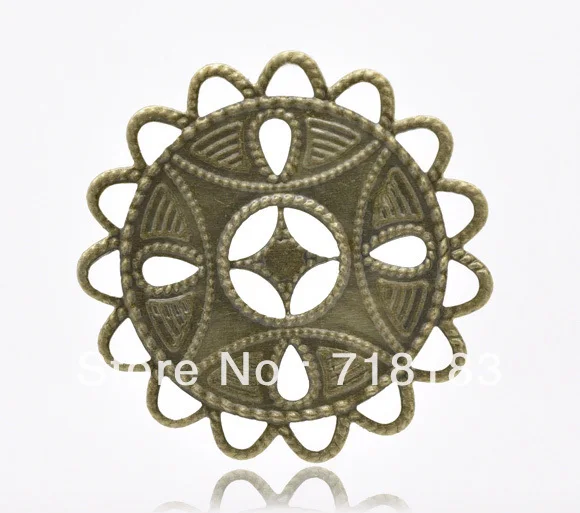 

Free shipping-100 Bronze Tone Filigree Flower Wraps Jewelry Findings Connectors 37mm
