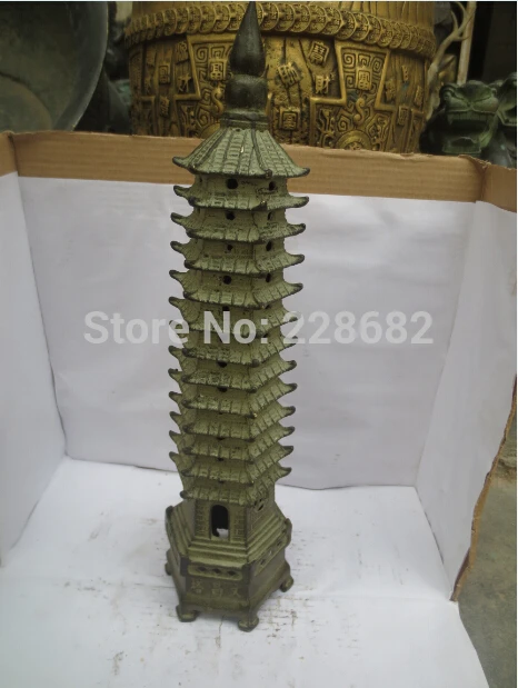 

Collectible Decorated Old Chinese Bronze Wenchang Tower Statue / Feng Shui Tower High About :12inch fast Shipping