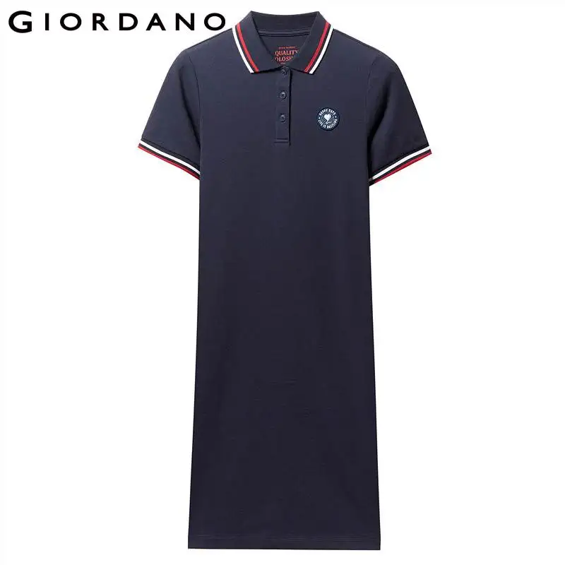 Giordano хлопковое платье Polo с вышивкой на груди, выполнено из натурального хлопка и лайкры,есть несколько вариантов цветов и моделей данного платья, широкий размерный ряд