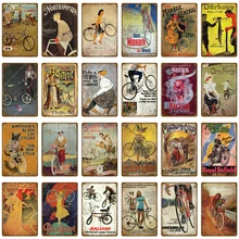 Passeio de Bicicleta Motor Ciclismo Bicicleta Da Equitação Do Vintage Poster Metal Tin Signs Bar Pub Club Home Room Decor Adesivos de Parede Placa