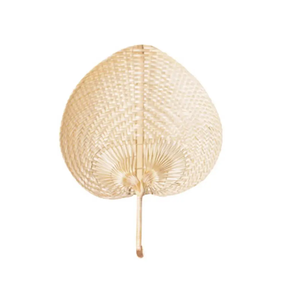

Chinese Style Handmade Fan Natural Hand Weaving Palm Leaf Pure Handmade DIY Heart Shaped Bamboo Woven Fan Summer Cooling Fan