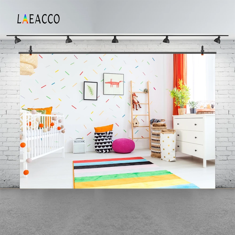 Laeacco Baby Room Ladder Crib Toys Carpet Desk Photography Backgrounds Customized Photographic Backdrops For Photo Studio