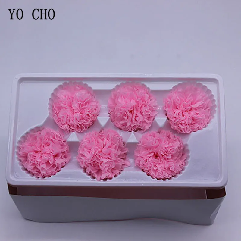 YO CHO 6 шт., высокое качество, класс A, Immortal гвоздика, свежие консервированные цветы, материал для женщин, День матери, сделай сам, Подарочная коробка, цветы, шар