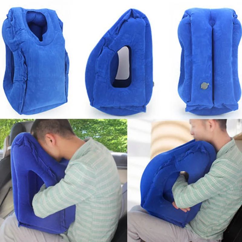 

Adult PVC Inflatable Sleeping Pillow Aircraft Carrying Flocking Blow Neck Pillow U-shaped Portable Travel Car Office Soft Tool