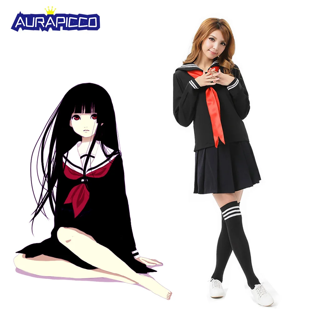 Jigoku Shojo Косплей Аниме Hell Girl Костюм enma AI Японская школьная Студенческая девушка JK