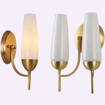 

American Simple Copper wall lamps bedroom bedside lamp study corridors living room TV backdrop Wall Sconces Indoor Light Fixture