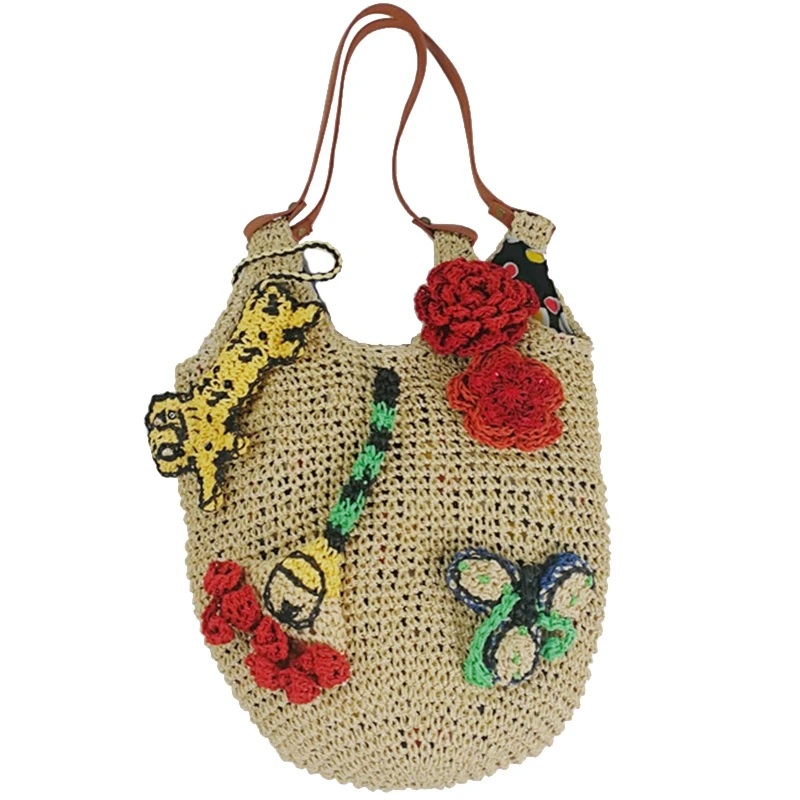 

FashionFashion Animal Modeling Straw Bag Flower Tiger Tiger Woven Bag Tourism Beach Holiday Leisure Bag
