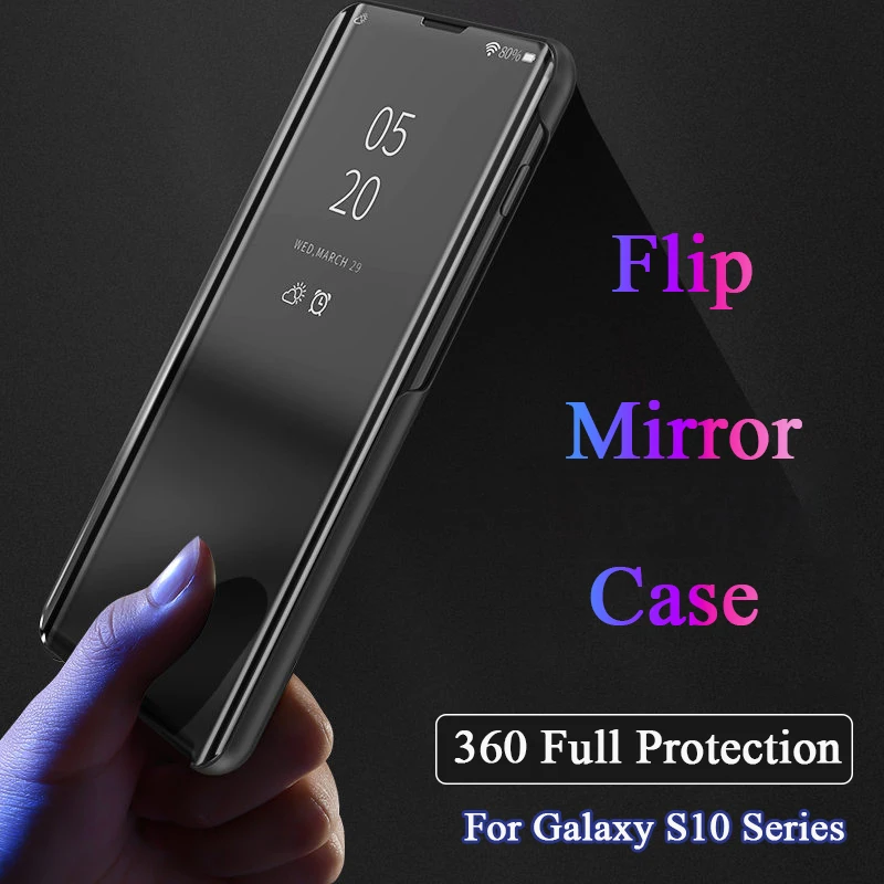 

Luxury Mirror Smart View Window Case For Samsung S10 Plus + S10E Leather Full Protection Stand Cover For Galaxy S10plus Carcasa