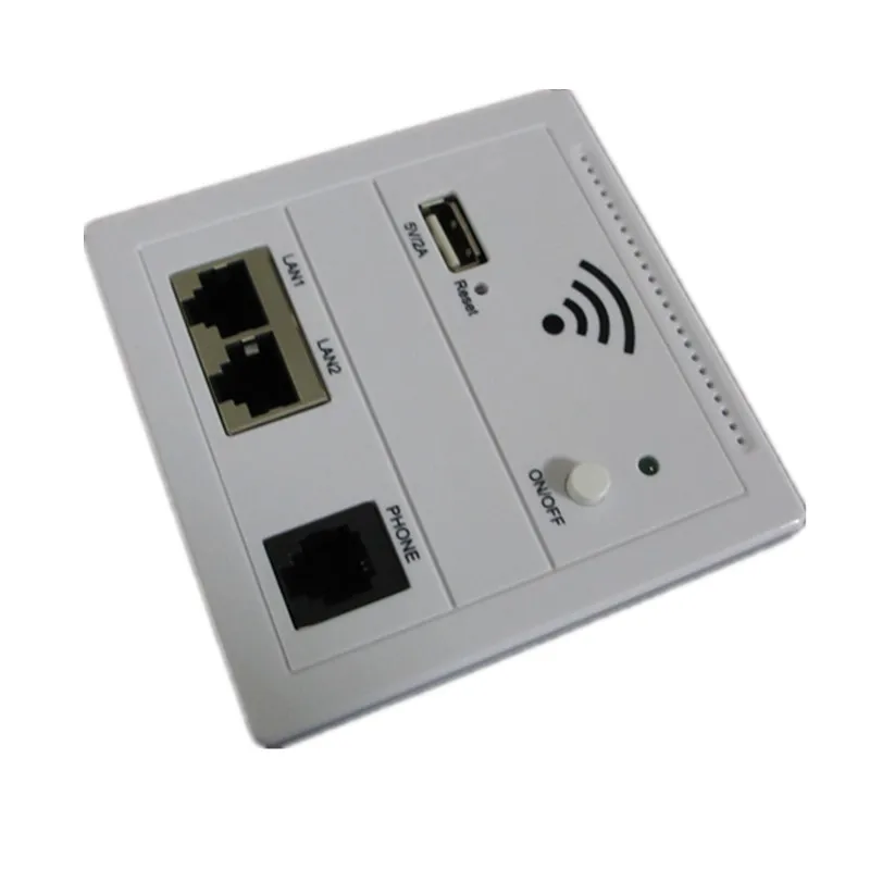AP Indoor Wall Embedded Wireless WiFi 86 Panel Home Router with Switch and 5V 2A USB LAN/RJ11/USB)