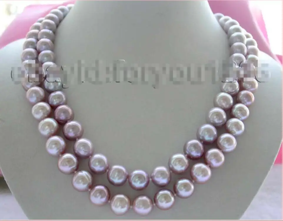 

Free shipping hot sale Women Bridal Wedding Jewelry >>Genuine Natural 12mm Purple Round Pearl Necklace 18kGP