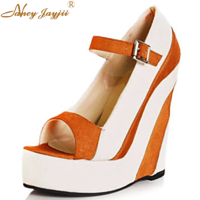 womens orange wedges