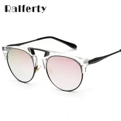 Ralferty Винтаж стильные солнцезащитные очки Для женщин прозрачные очки Зеркальные Солнцезащитные очки UV400 защиты очки Óculos X1198