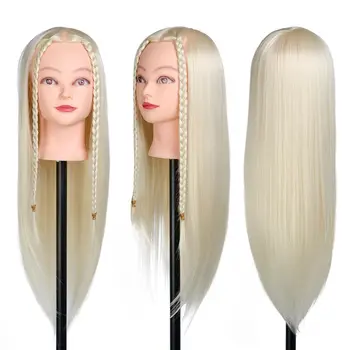 

SHERUI 28" High Quality Fiber Gold Hair Styling Mannequin Head Practice Cutting Blonde Hairdressing Dummy Dolls Head For Wig