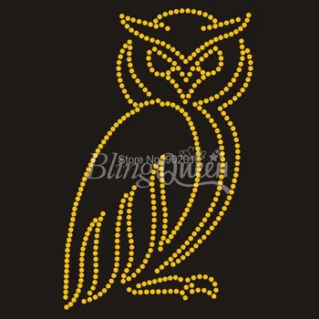

BlingQueen 25PCS/LOT Hot Fix Iron On Rhinestone Motifs Transfers Owl Design