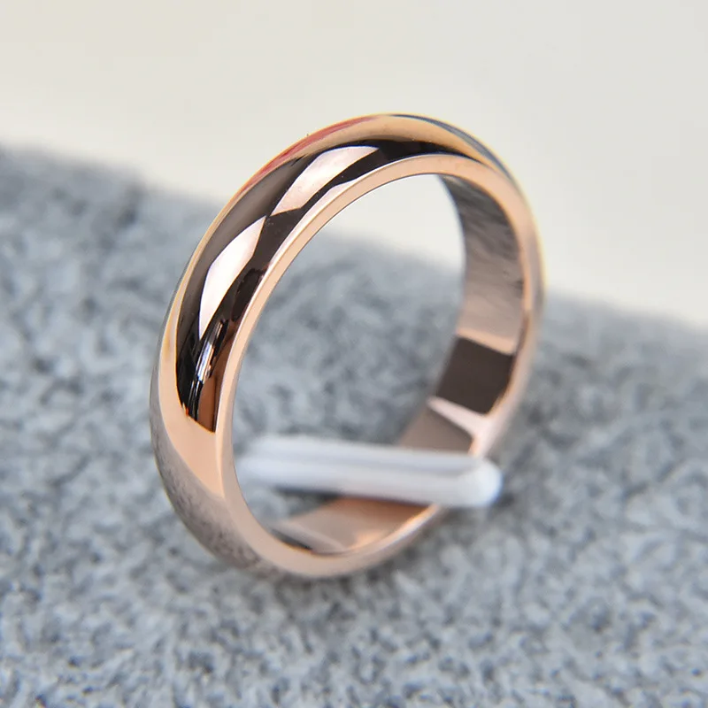 Titanium Steel Rose Gold Anti-allergy Smooth Simple Wedding Couples Rings Bijouterie for Man or Woman Gift