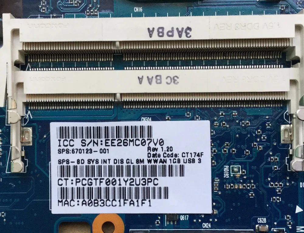670123-001 شحن مجاني اللوحة لابتوب hp 8460 وعاء 8460 واط اللوحة HM65 ddr3 اختبار كامل موافق