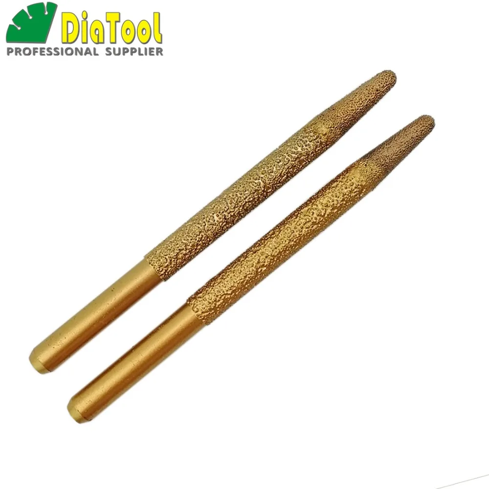 

DIATOOL 2PCS CNC Engraving Bits For Stone(10-6/100mm) Cone Type,vacuum Brazed Diamond Carving Bits, Diamond Burrs