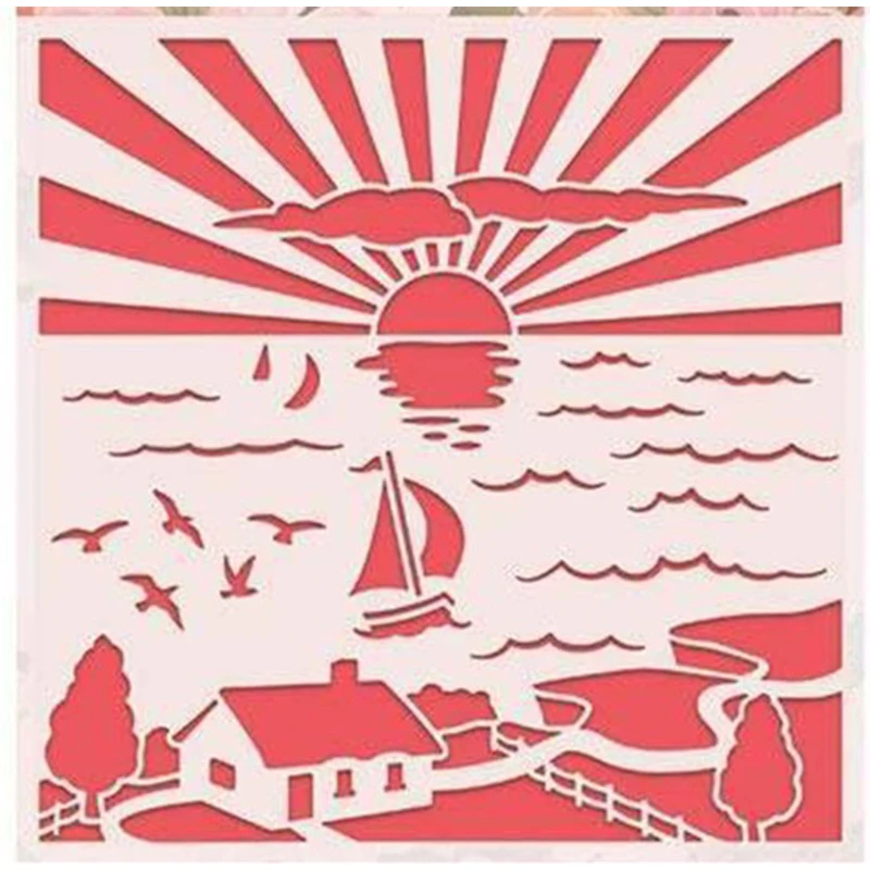 

Sunrise Village Plastic Stencil for DIY Scrapbooking Embossing Drawing Paper Cards Decorative Handmade Crafts Templates New 2018
