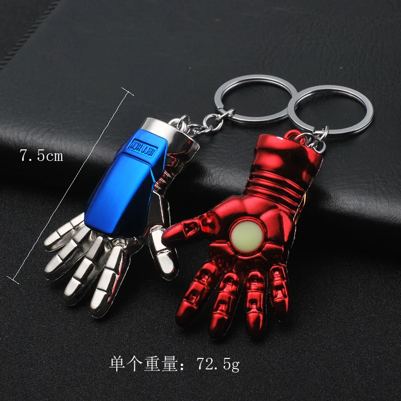 

2019Marvel Comics Super Hero The Avengers Iron Man Palm Hand Key Ring Metal Key Chain Pendant Keyring Jewelry For Man Key Holder