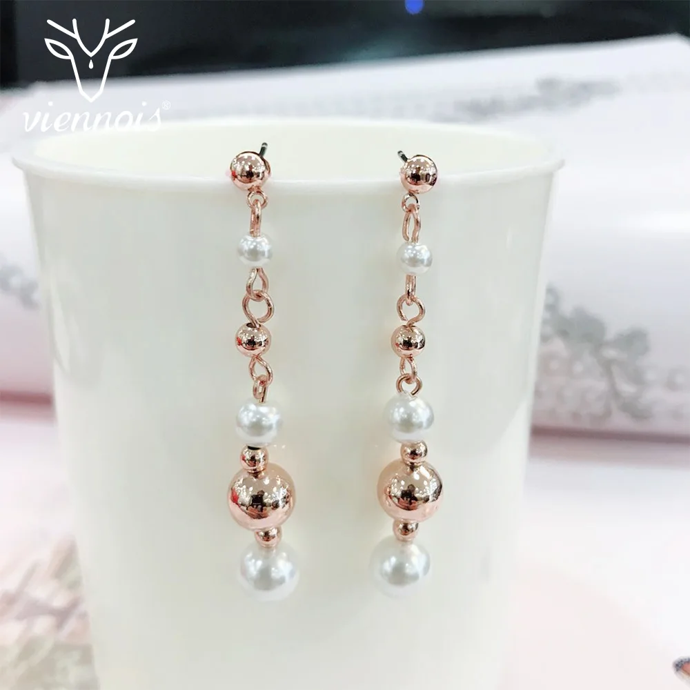 Женские серьги-капельки Viennois круглые длинные серьги-кисточки с искусственным