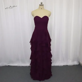 

Vestido Madrinha de Casamento Cheap Purple Long Bridesmaid Dresses Ruffles Sweetheart Modest Dress for Beach Weddings Guest Wear