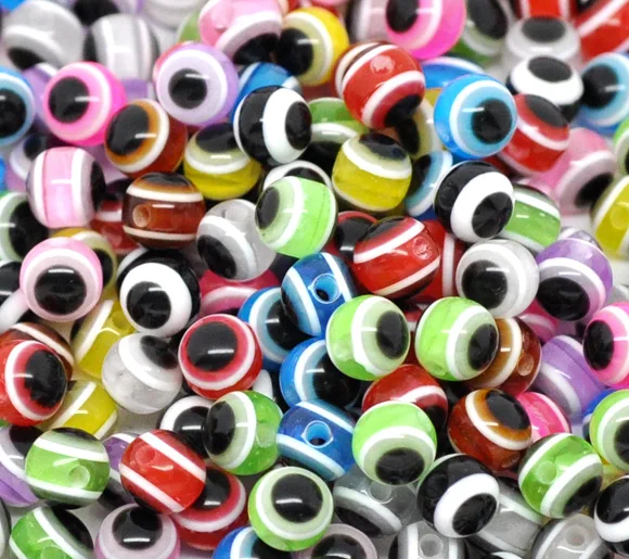 DoreenBeads Resin Spacer Beads Ball Mixed Eye Pattern About 6.0mm( 2/8) Dia, Hole: Approx 1.3mm, 25 PCs 2015 new