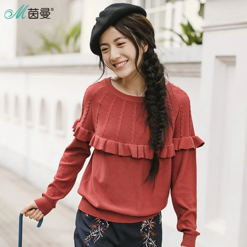 

INMAN Women Autumn Clothes Round Neck Long Sleeves Pullovers Womens Sweaters