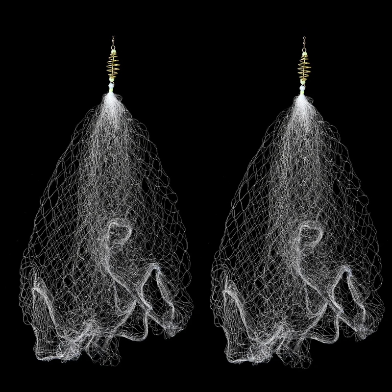 

wholesale 2pcs Durable Copper Spring Shoal Fishing Netting with Luminous Beads Mesh Net For Night Fishing Fishing Tackle