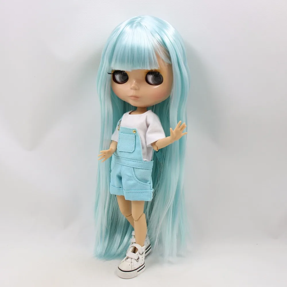 Neo Blythe ตุ๊กตาผมสีฟ้าอ่อน ผิวแทน ใบหน้าน่ารักเป็นประกาย & Custom ข้อต่อร่างกาย 4