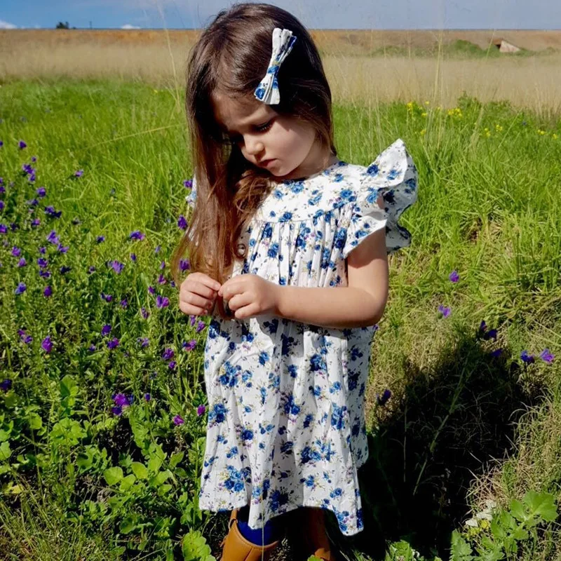 Mother nest  2018 Summer New Girls Flower Puff Sleeves Dress Cotton Children Kids Clothes Toddler Baby Birthday Kids Dresses (22)