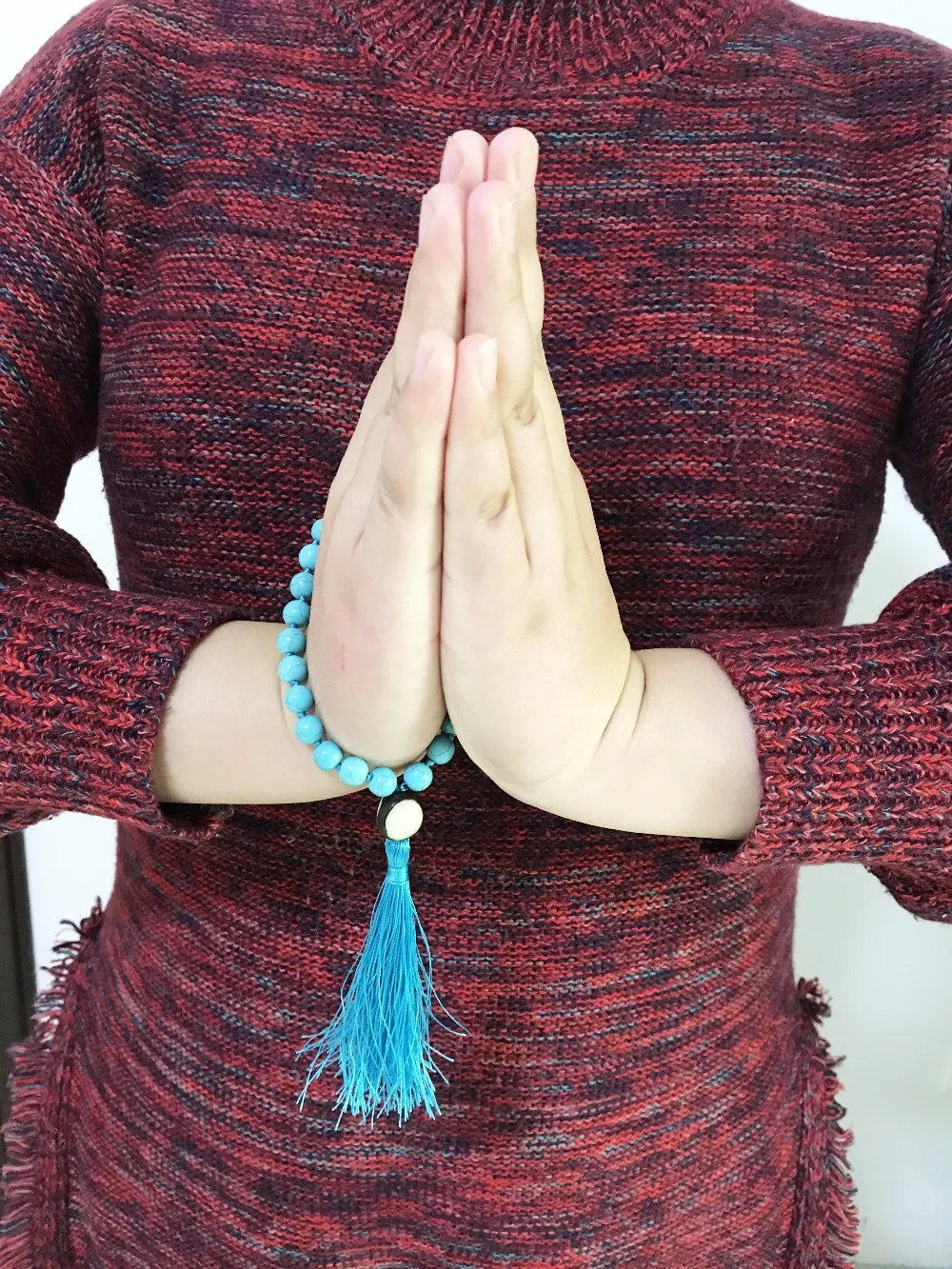 8 мм Бирюзовый браслет ручной работы Mala Mini Rosaries браслеты энергетические
