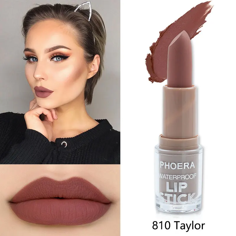 PHOERA 14 Colors Long-lasting Matte Lipstick Set Waterproof Moisturizing Non-Stick Cup Does Not Fade Lip Maquillaje TSLM2 - Цвет: 810-Taylor