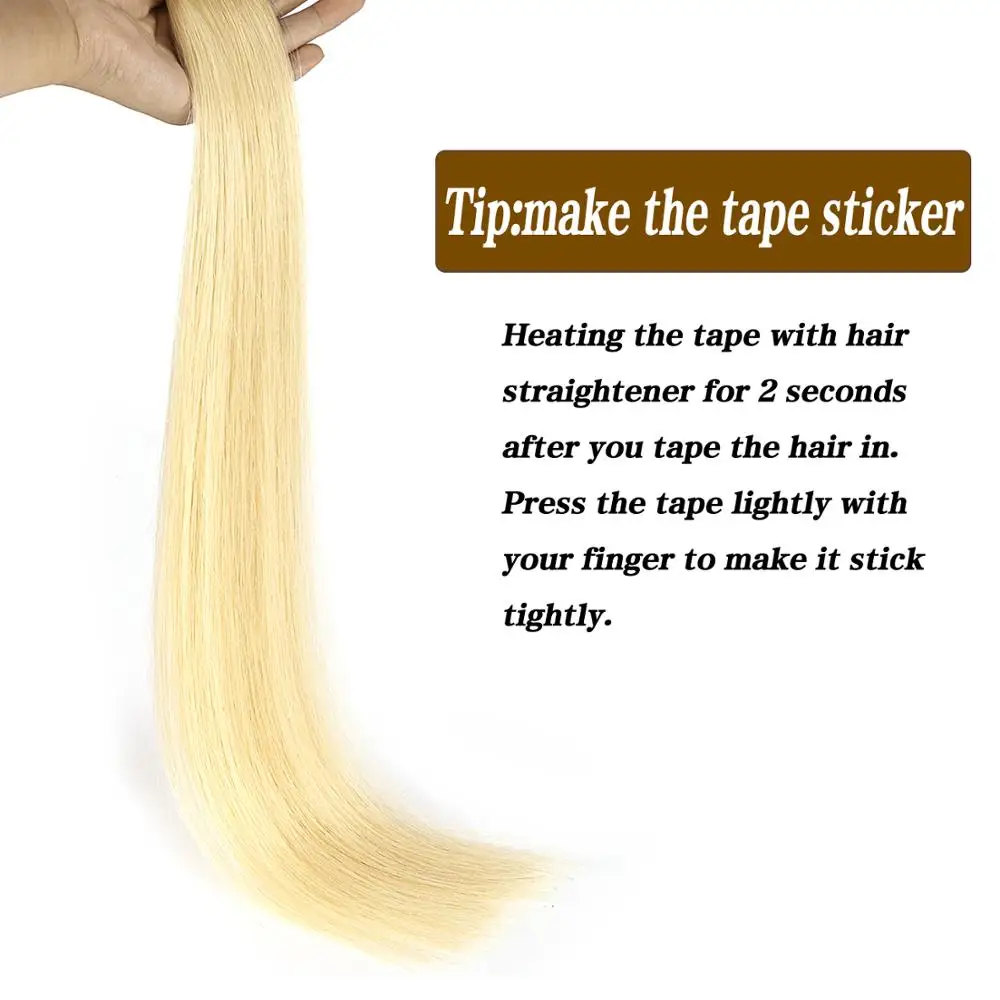 K.S WIGS Double Drawn Human Hair Straight Luxury Tape In Human Hair Extensions 20'' 50g