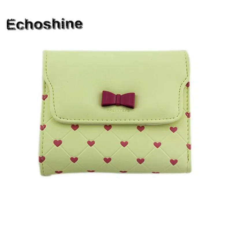 2016 hot font b Fashion b font Bow Love Short Clamshell Purse Wallet Girl Wallet Card