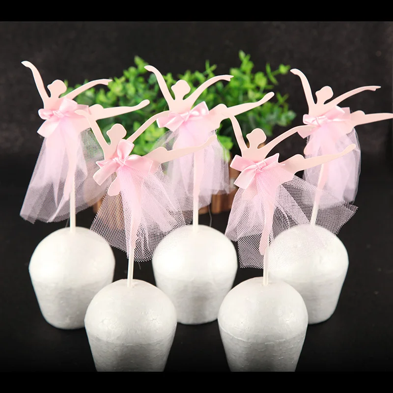 

5pcs Ballet Dancing Girl Cake Topper picks Cupcake Toppers Decorations For Wedding Baby Shower Happy Birthday Party Supplies