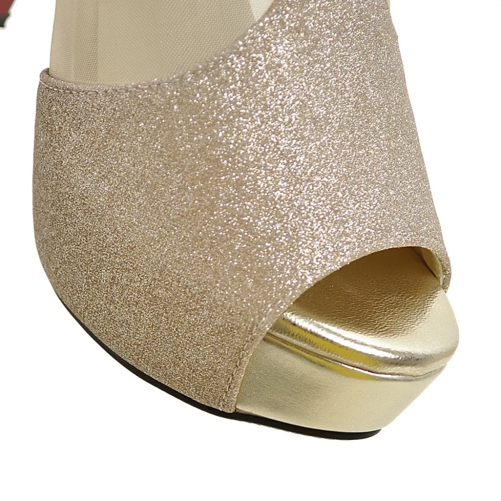 Новинка года; элегантные брендовые босоножки из сетчатого материала; модная обувь с открытым носком; женская обувь на высоком каблуке; цвет золотистый, Серебристый; большие размеры 43; ботильоны