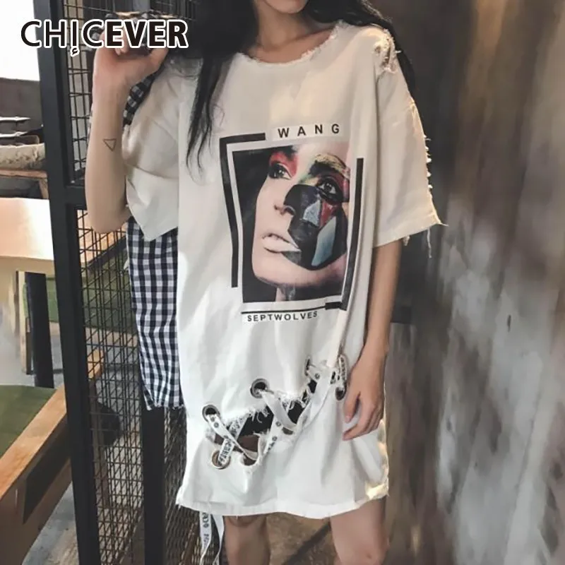CHICEVER/Повседневная Женская футболка с надписью и круглым вырезом коротким