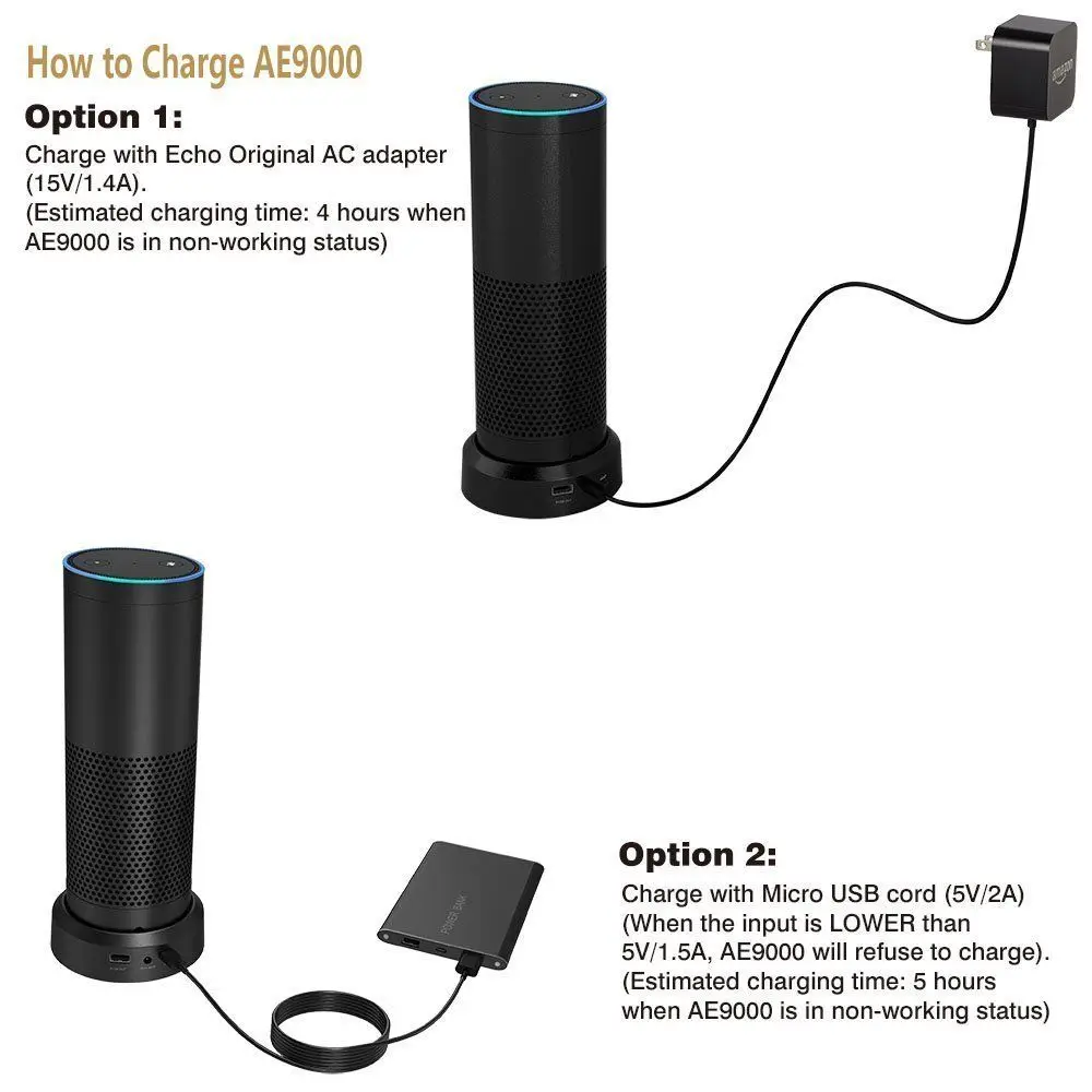 Smatree интеллектуальные Портативный Батарея базы для Amazon Echo Динамик (Мощность ваш