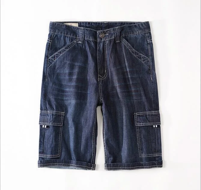 Новые мужские джинсовые карго шорты размера плюс 42 44 46 48 Бермуды мужские джинсы модные повседневные мешковатые мужские шорты из хлопка