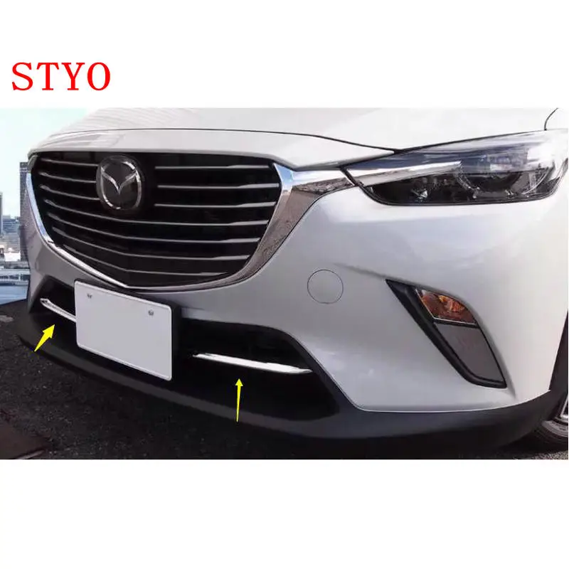 STYO автомобильный ABS хромированный передний наконечник гриль решетка Нижняя Декоративная полоса отделка 2 шт. для Mazda1 CX3 CX-3 2017 2018