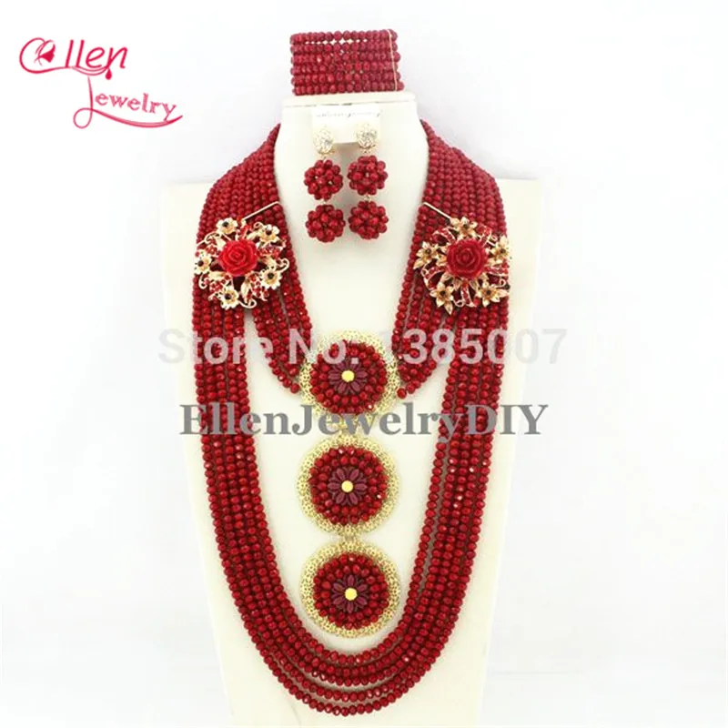 

Red African Wedding Crystal Set African Wedding Beads Crystal Jewelry Set African Jewelry Set Nigerian Jewelry Set E1198