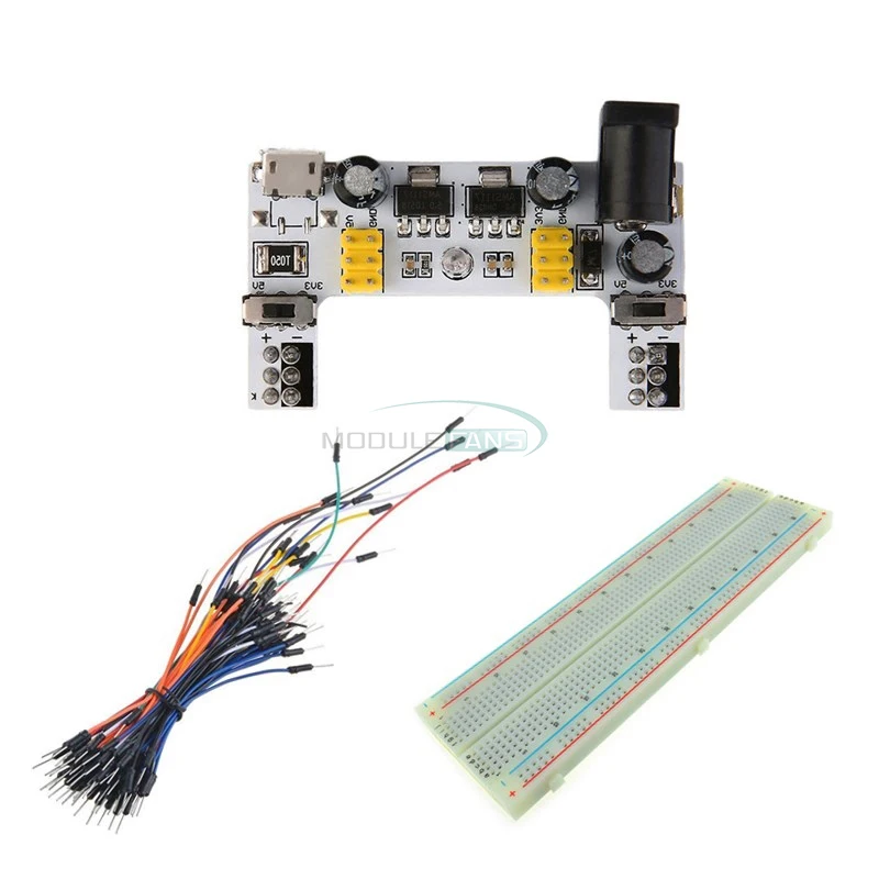 Buy 3.3V/5V MB102 Breadboard Power Module+ 400 Points Solderless Prototype Bread Board Kit +65 Flexible Jumper Wire For Arduino Toy