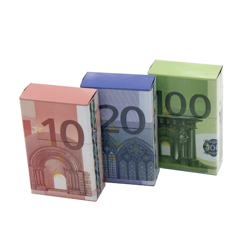 

1pc 9.4*6.1*2.8 CM Personality EUR Printing Cigarette Case Tobacco Storage Case Holder Cigarettes Box Storage Container