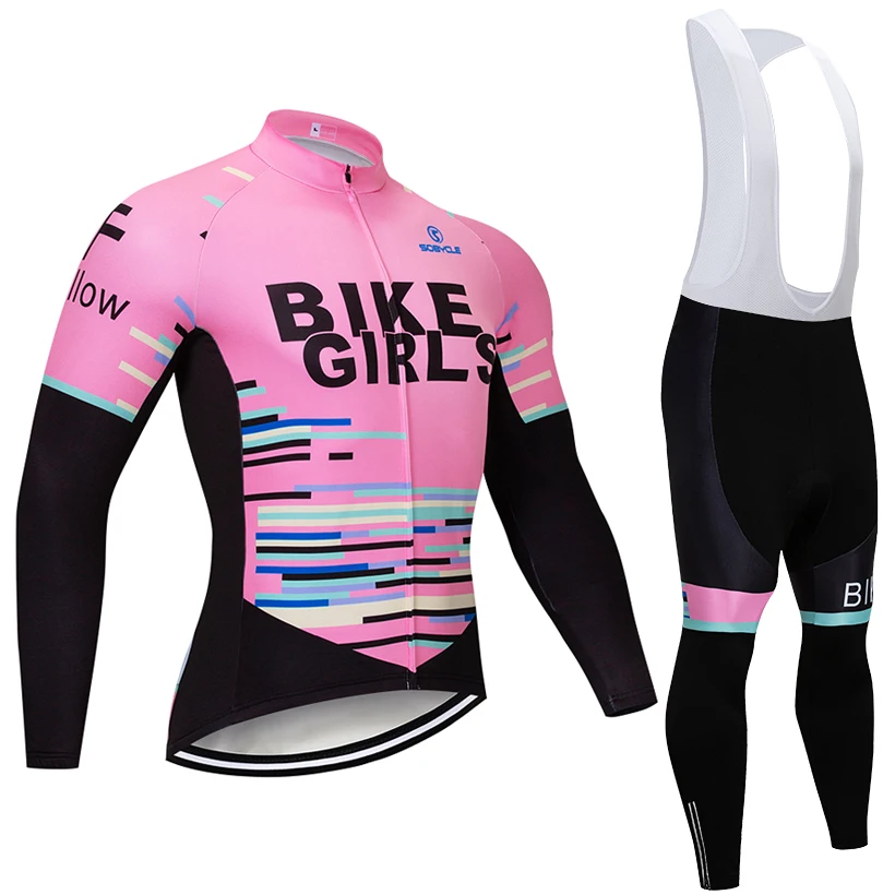 

2018 Winter BIKE GIRLS thermal fleece Cycling JERSEY Bike Pants set women 9D pads Ropa Ciclismo Cycling wear Maillot Culotte