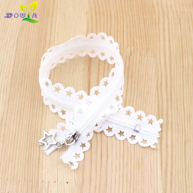 2pcs/lot 25CM stars lace zippers for clothing decorative zipper