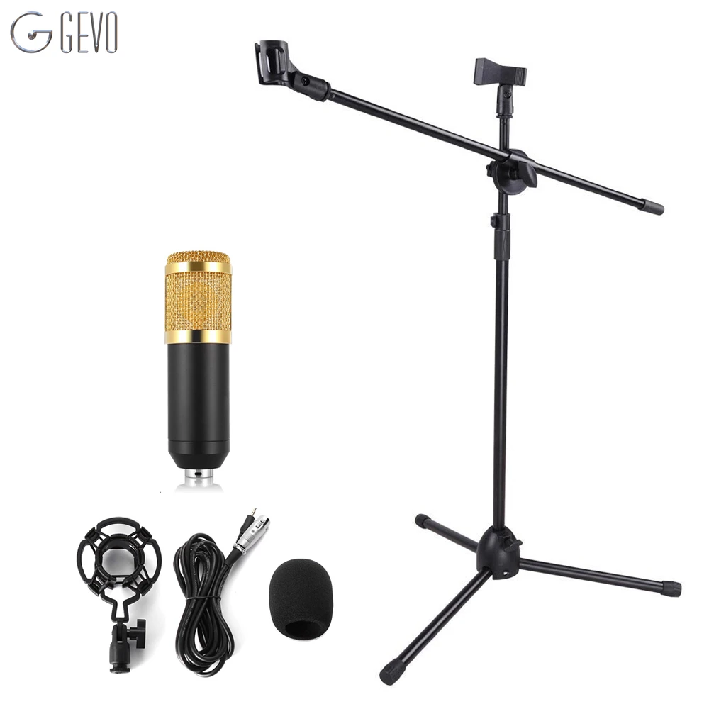 

BM 800 Condenser Microphone Shock Mount With NB-107 Professional Adjustable Microphone Stand For Computer Studio Audio Recording