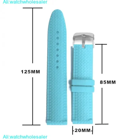 20mm Day Sky Blue Silicone Jelly Rubber Unisex Watch Band Straps WB1070L20JB