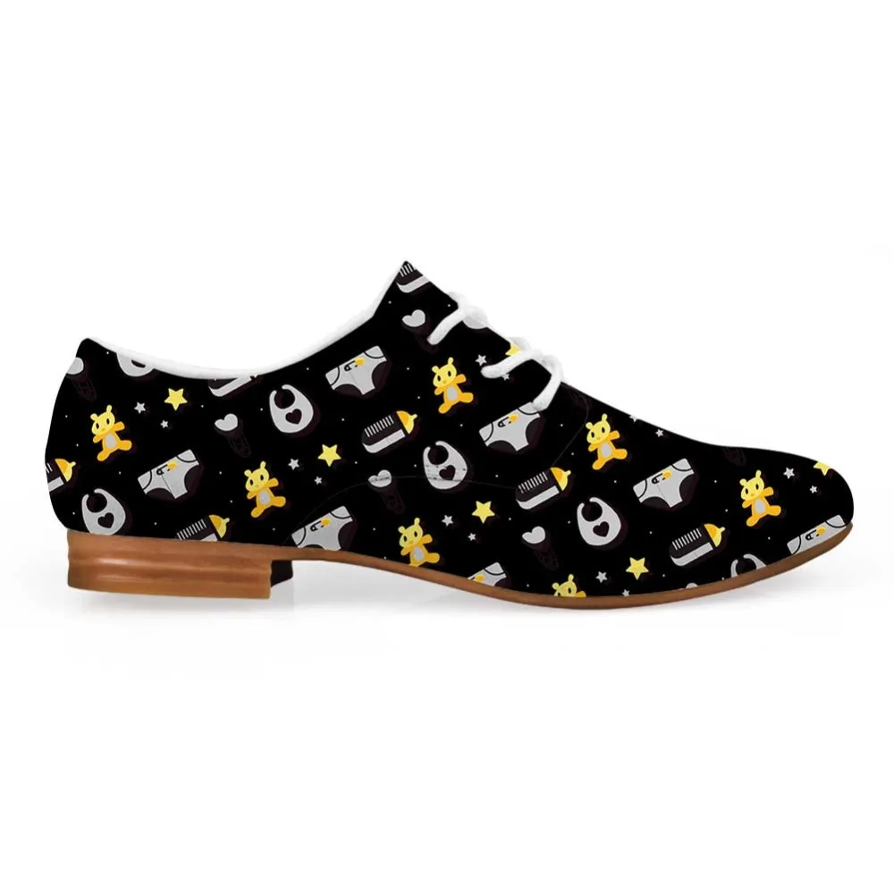 

bear skull mandala pattern Print Women Oxfords Shoes Pirate Skull 3D Pattern Female Casual Vintage Flats Leather business Shoe